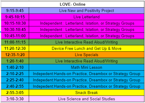 Love schedule Love schedule